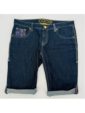 Vintage Coogi Jean Shorts 13 Blue Bermuda Multicolor Embellished